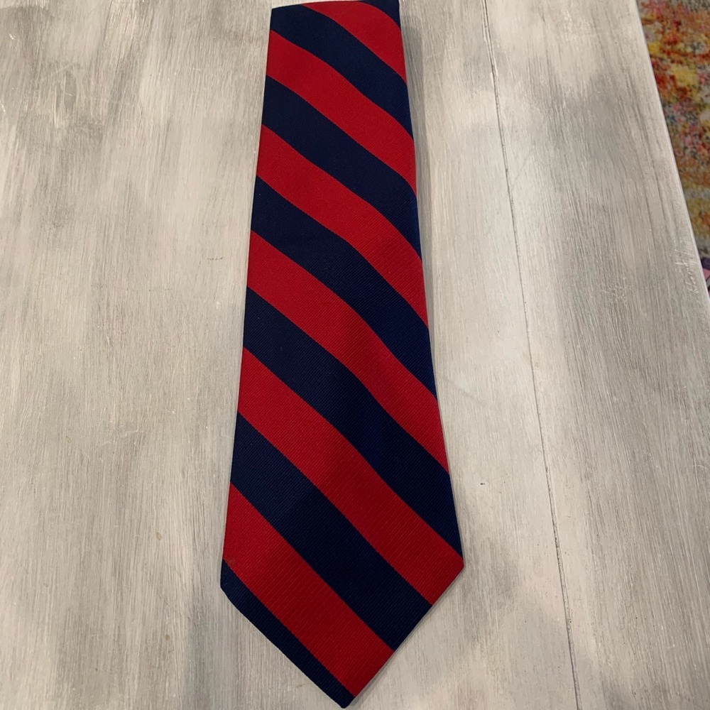 Red and blue striped tie